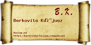 Berkovits Kájusz névjegykártya